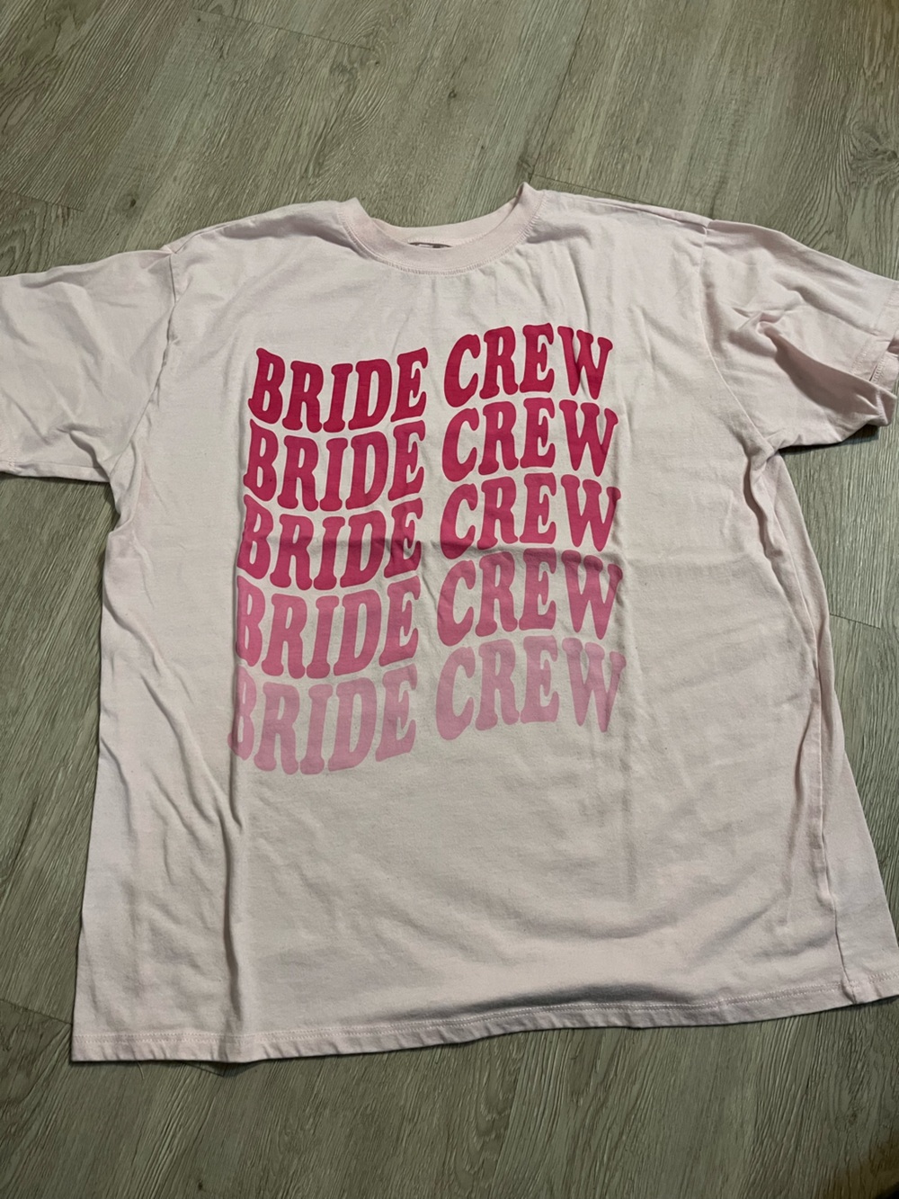 LG Pink 'Bride Crew' Repeated Graphic Short Sleeve Tee